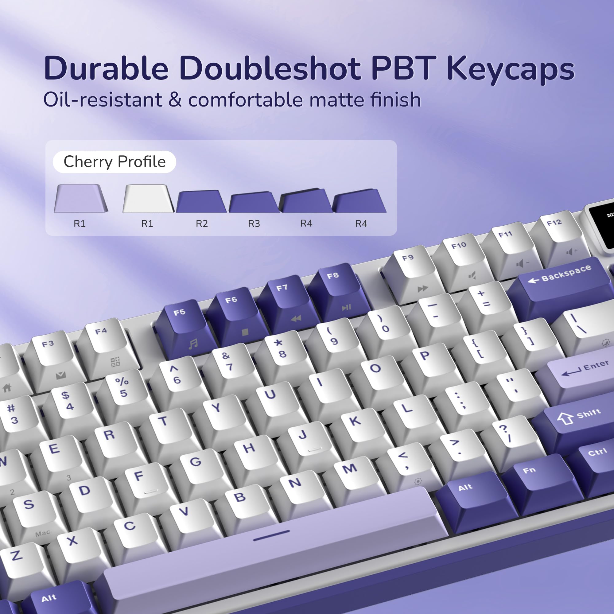 RK ROYAL KLUDGE Teclado mecánico inalámbrico S104 con pantalla y perilla, teclado para juegos de tamaño completo con batería de 8000 mAh, interruptores prelubricados con retroiluminación RGB