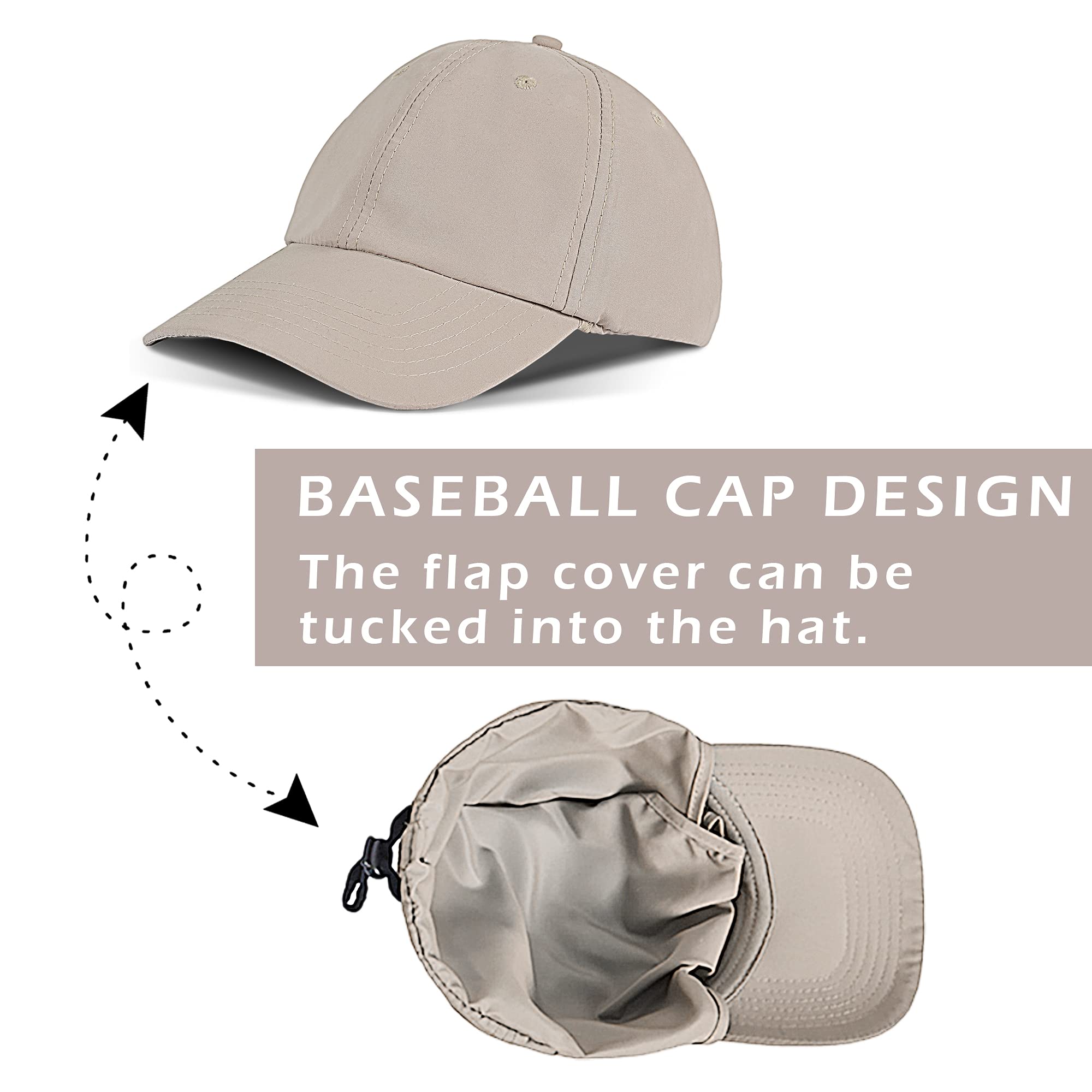 Solaris Sun Hats for Men with Ear Neck Flap Cover UPF 50+ UV Protection Baseball Cap for Safari, Hiking, Fishing, Outdoor Adventures