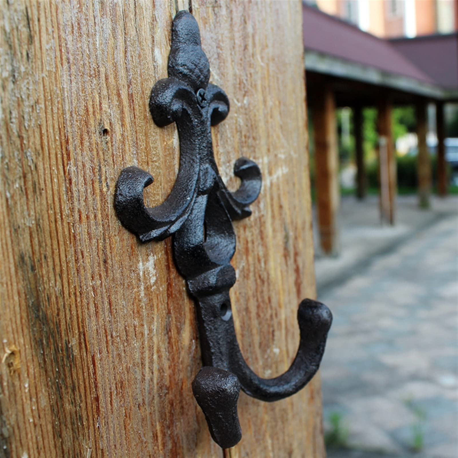 Hak ścienny z żeliwa z 2 wieszakami Styl vintage Dom Ogród Dekoracje ścienne Ręcznie robione rustykalne Ciężkie metalowe dekoracje ścienne Stojak na klucze Kapelusze Ubrania /392