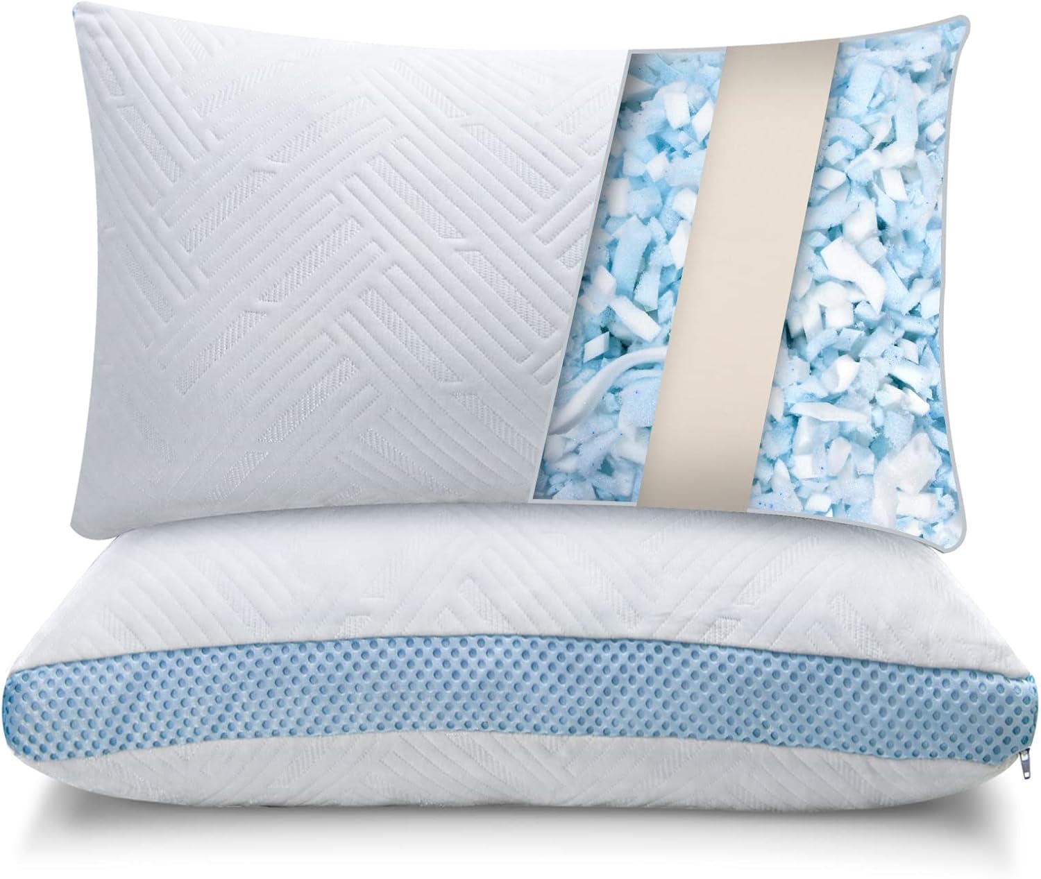 Pulatree Bed Pillows Shredded Memory Foam Pillows 2 Packs, Adjustable