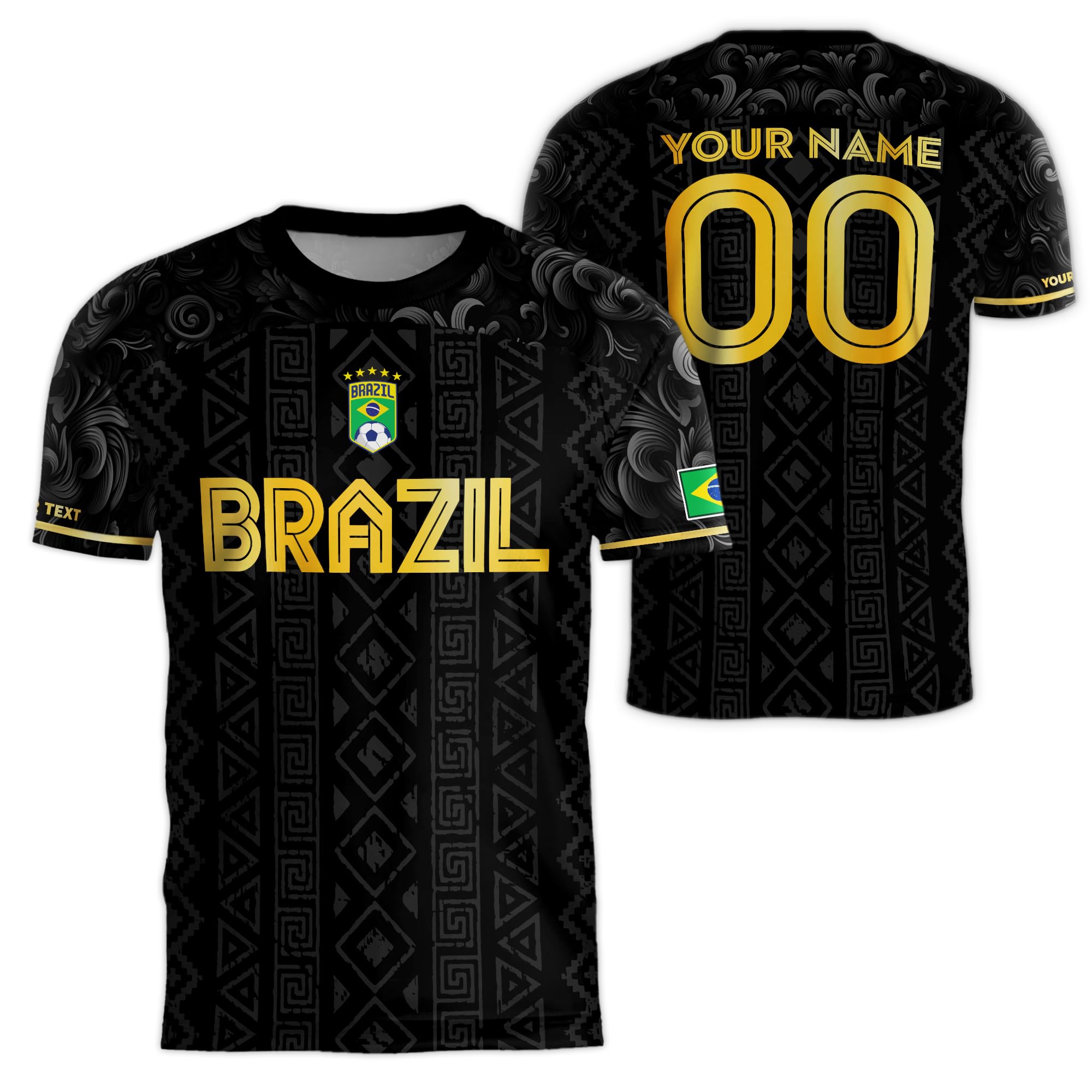 VATANASPersonalized Brazil Soccer Jersey 2025 - Custom Name Brazilian Jersey for Men