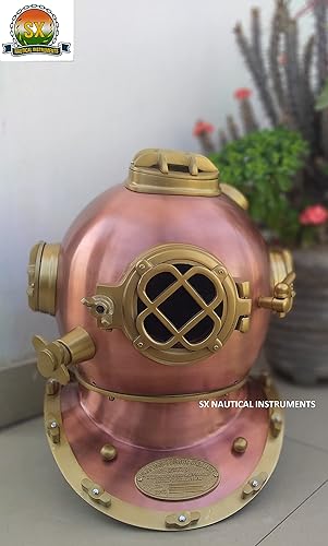 Miniatura 2 de SX Nautical Instruments - Casco vintage de buceo marino de acero sólido y latón para buceo, 18 pulgadas