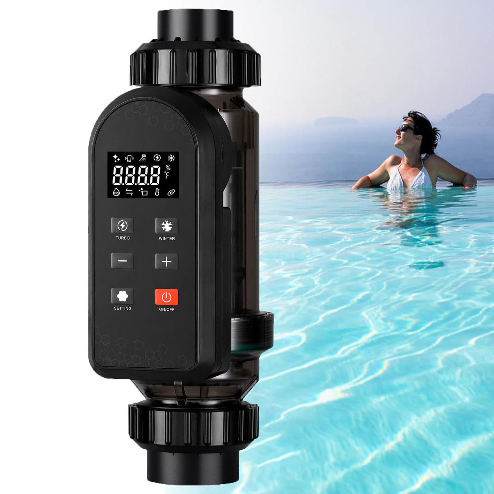 Système d'Électrolyse Au Sel pour Piscines, Générateur De Chlore Au Sel De Grande Capacité, Électrolyseur Au Sel avec Panneau Numérique Intelligent,withoutAPPcontrol-50g/h(40K~60K)
