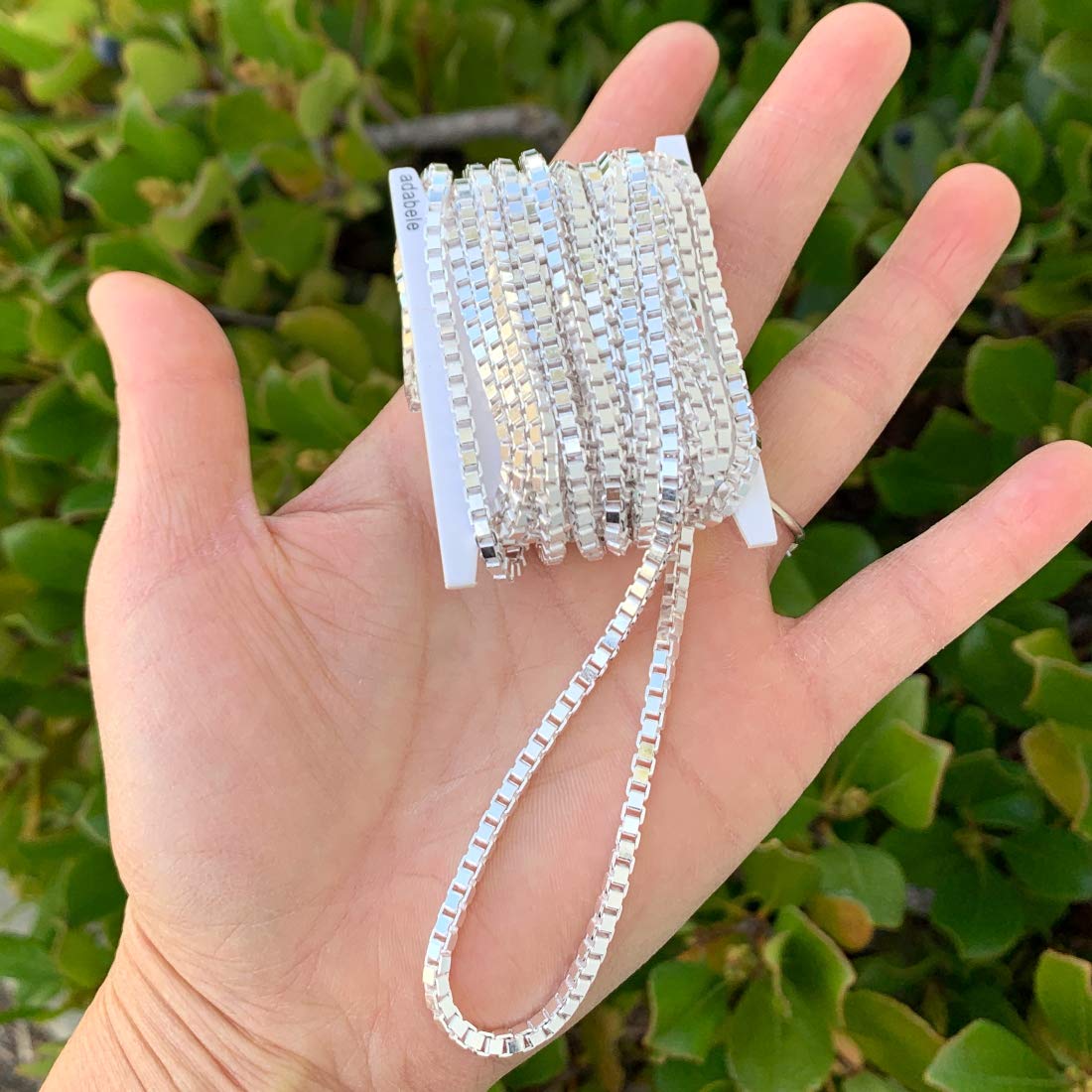 Adabele 10 Feet Authentic 925 Sterling Silver Unfinished Venetian Box Chain Link 3mm Strong Bulk Hypoallergenic Nickel Free for DIY Craft Jewelry Making SSK-E6