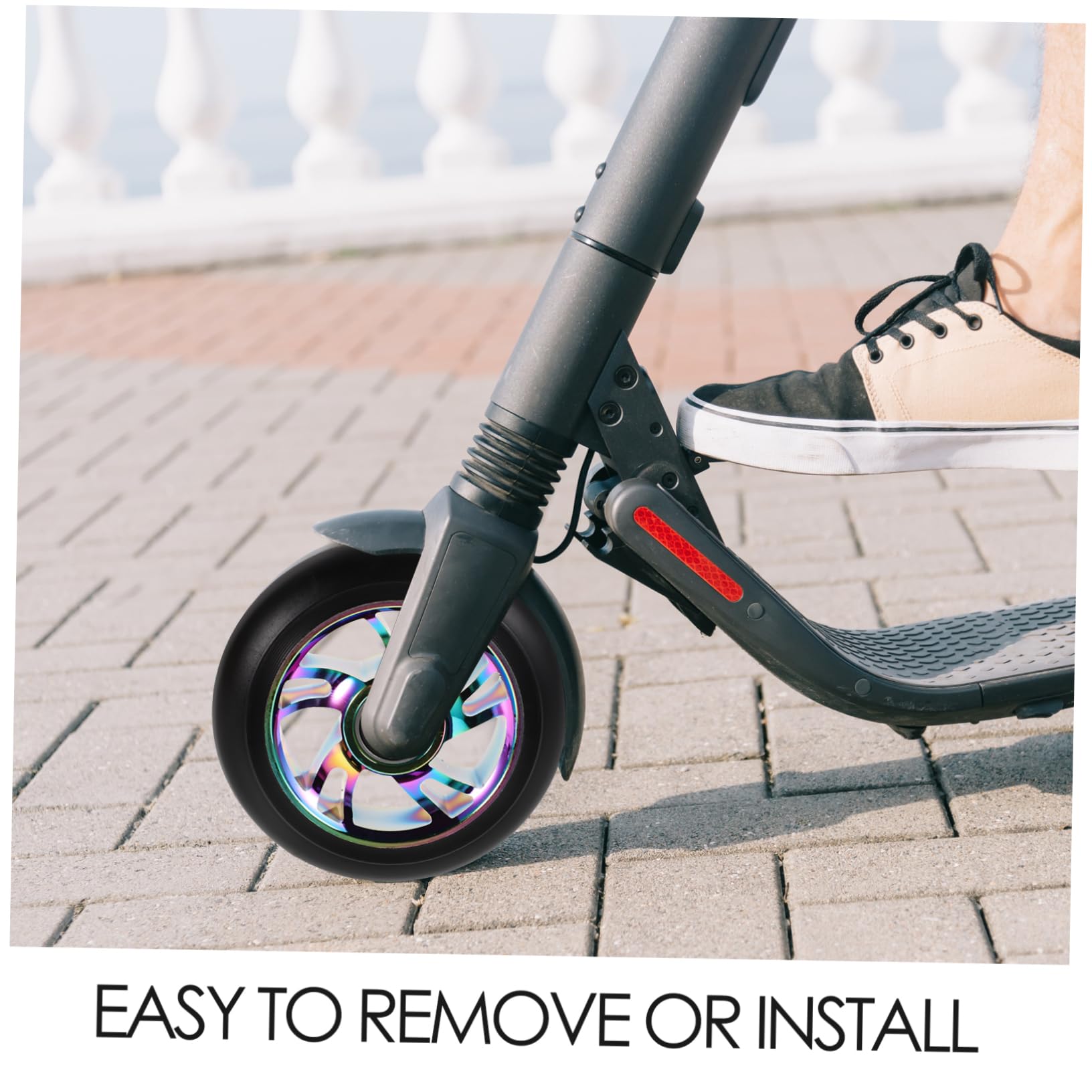 WOONEKY 2pezzi Ruote Anteriori per Scooter Illuminato LED Mozzo per Scooter di Ricambio Ruote Posteriori per Monopattino Luci Sostituzione della Ruota in Lega di Alluminio