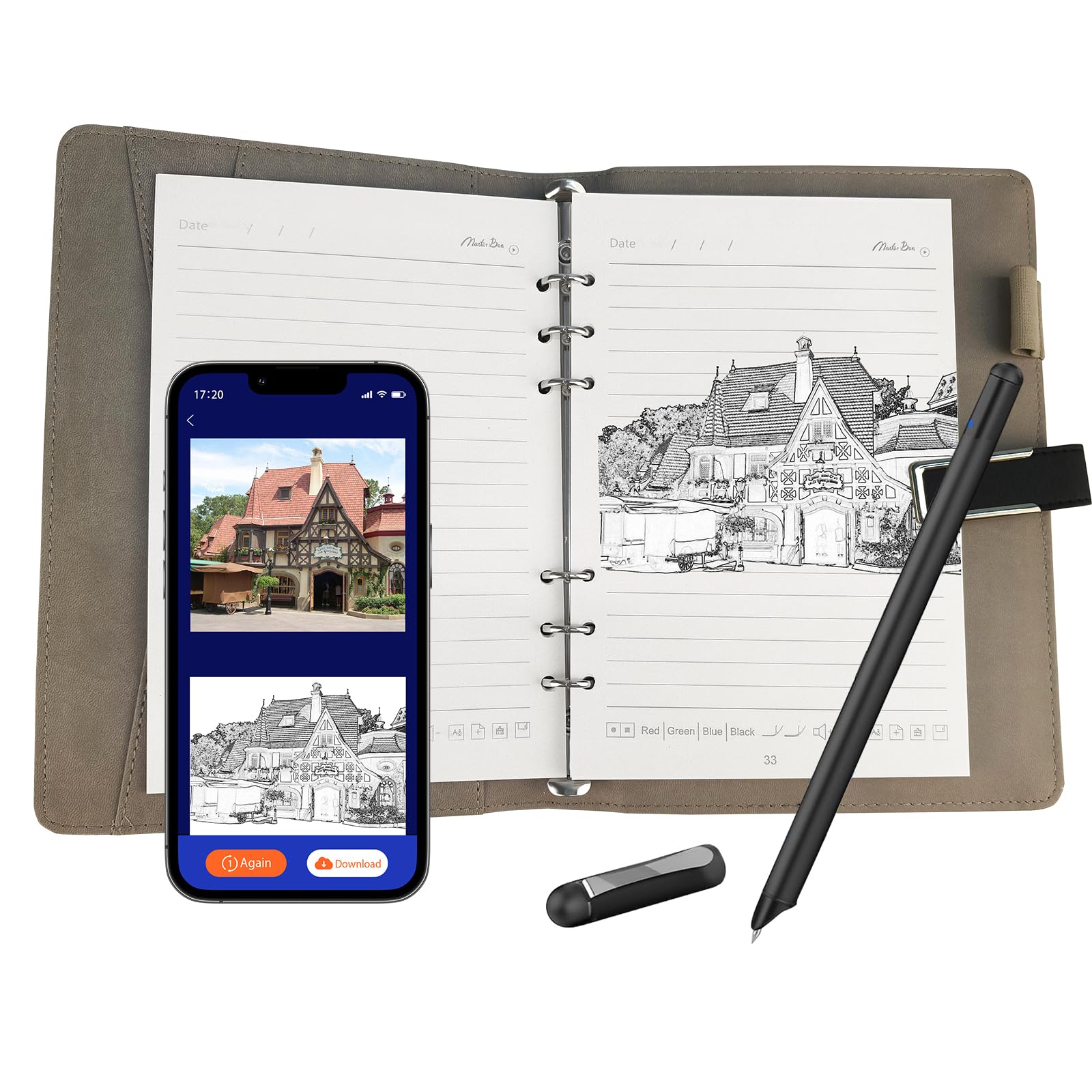 Smart Writing Set, Ai Smart Digital Notebook with Smart Pen, Real Time Synchronization Digitization, Sync Convert to Text, Storing APP You Can Add Labels and Share, For Learning Note Taking Drawing