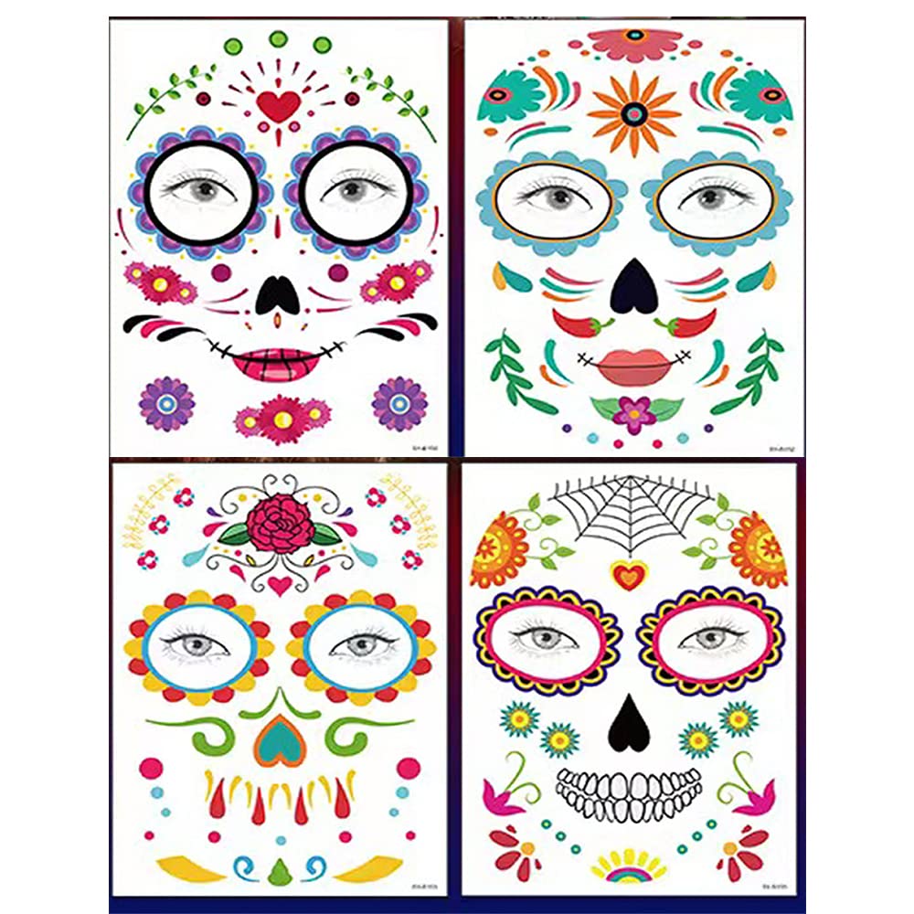 Halloween Temporary Tattoos,Waterproof Luminous Tattoo Sticker Glow in The Dark Tattoos for Kids, Birthday Party Supplies Decoration (4 PCS)