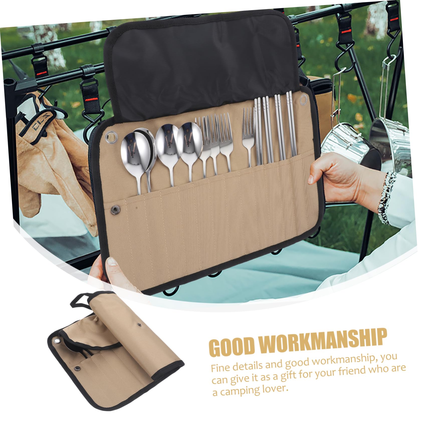 Happyyami 1set Utensili Nylon Kit Portatile Per Picnic Organizer Per Escursioni e Attività Outdoor Include Bacchette e Barbecue
