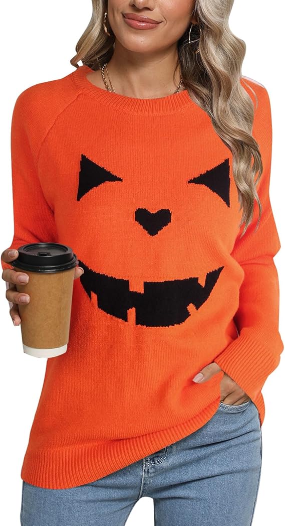 Women's Pullover Sweaters Long Sleeve Front Ribbed Knitted Cute Heart Sweater