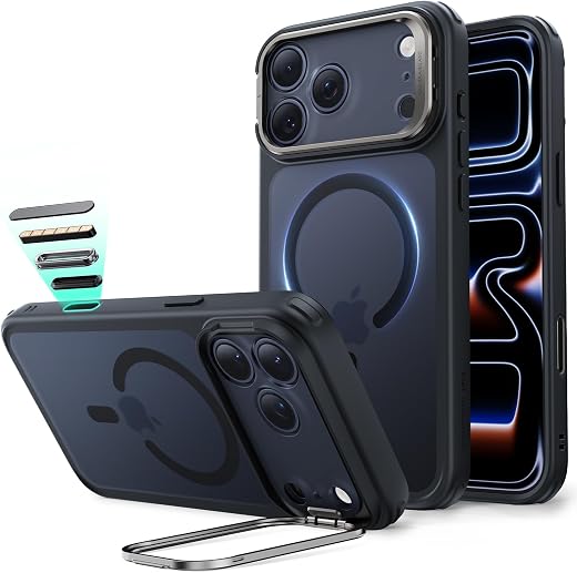 ESR for iPhone 17 Pro Max Case, Camera Control Cover, Stash Stand, Compatible with MagSafe Accessories, TPU, Military-Grad...