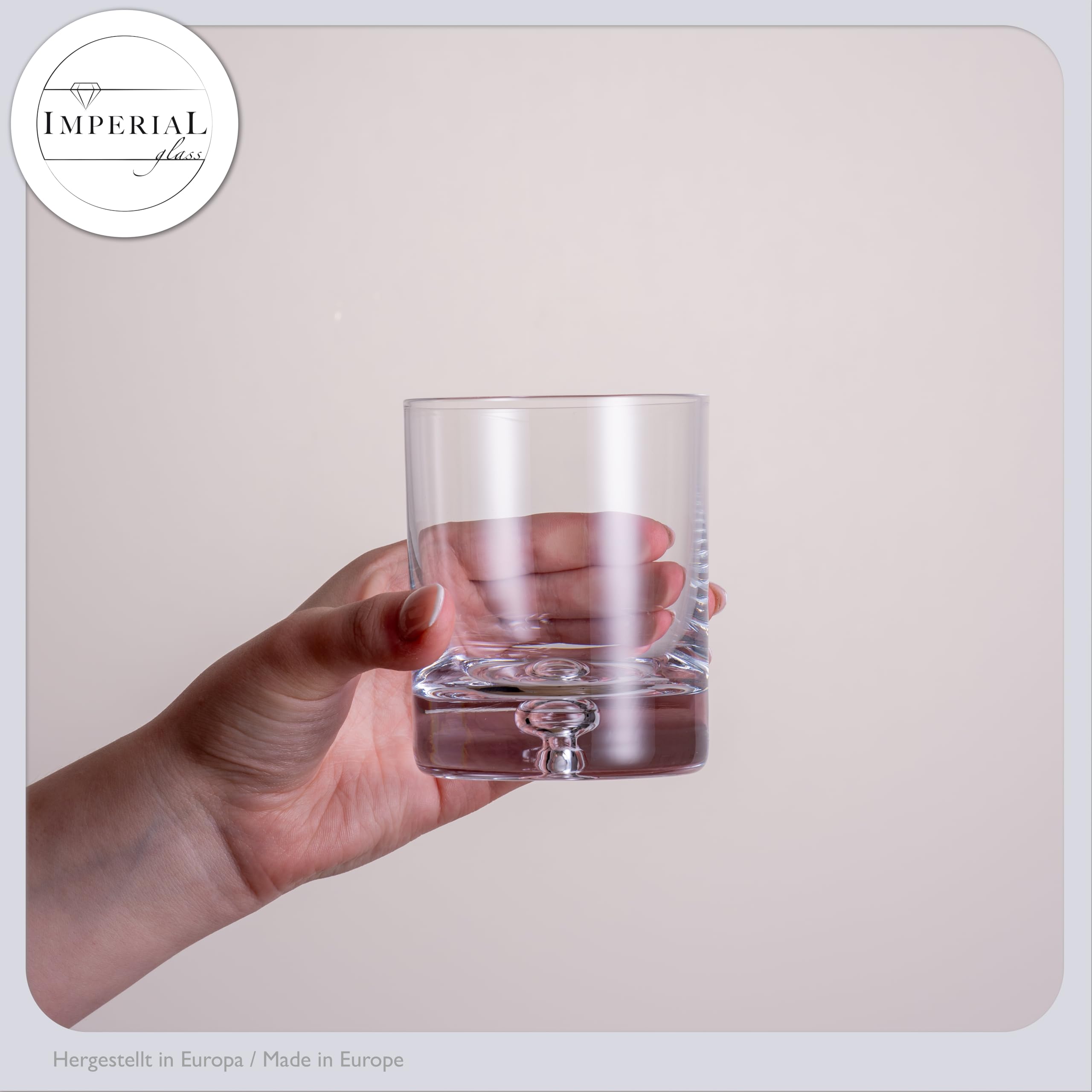 Gläser Set – Trinkgläser aus Crystalline Glas – 6 Longdrinkgläser 370ml & 6 Tumbler 300ml Lissabon – Wassergläser mit Luftblase im Boden Handmade