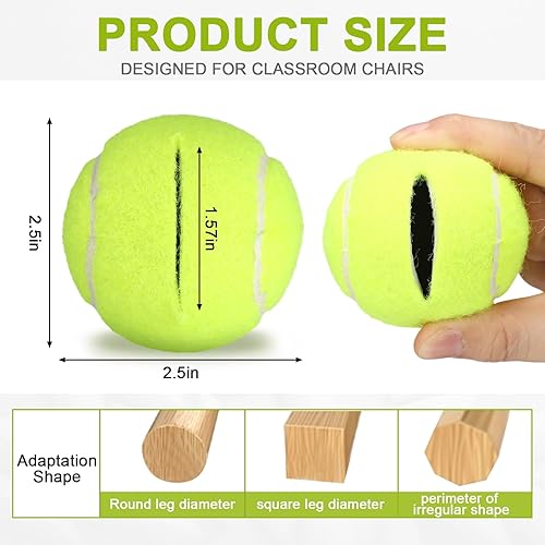 Miniatura 2 de Chunful 32 pelotas de tenis para patas de silla, protectores de piso, pelotas de tenis precortadas a granel para sillas de aula, escritorios,