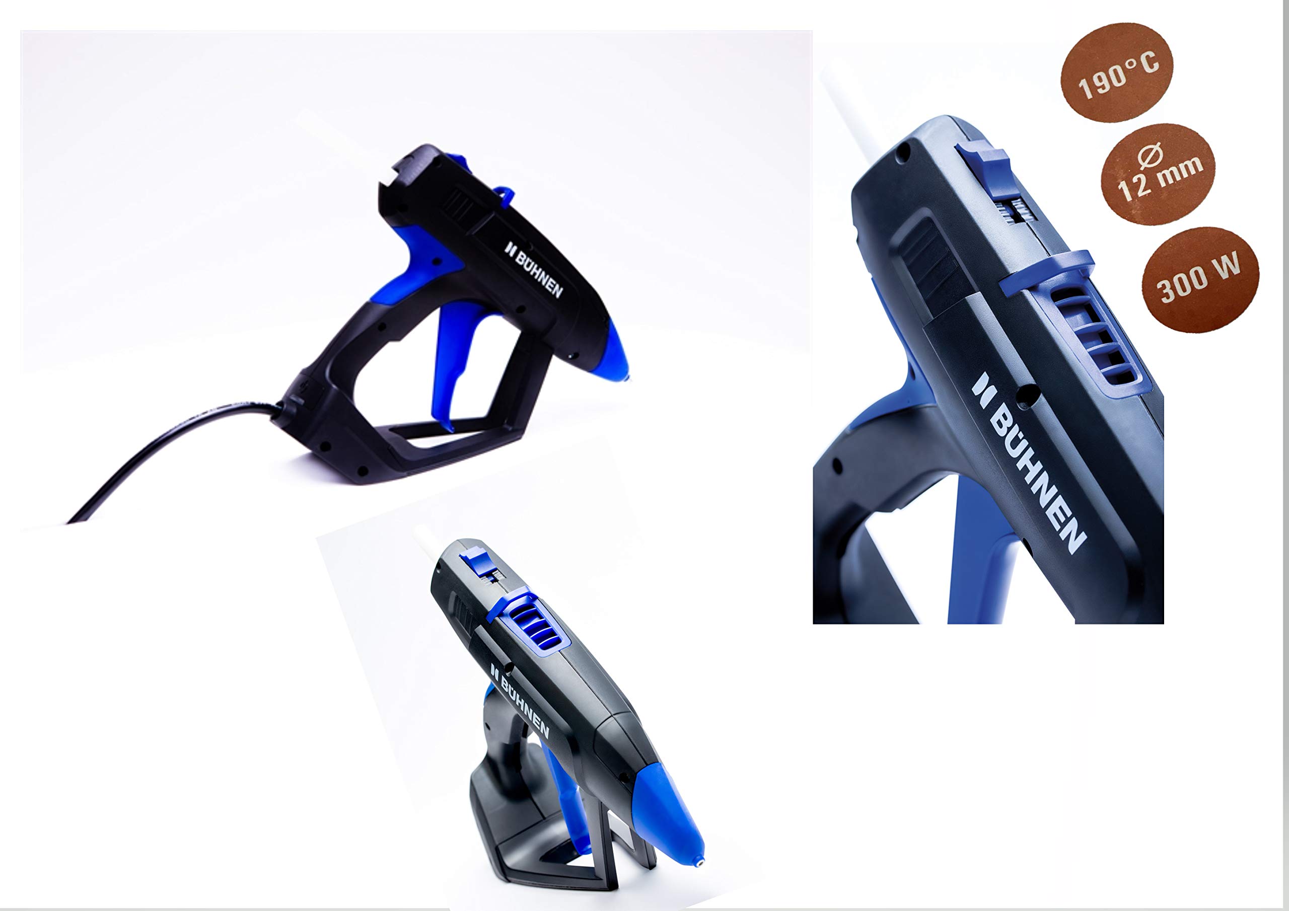 Profi Heißklebepistole im Gerätekoffer von Bühnen I Glue Gun mit 1 Kg Klebesticks I Klebepistole inkl. Sicherheitsmesser & LED- Taschenlampe I Bastelkleber-Set, HB 240-300 Watt