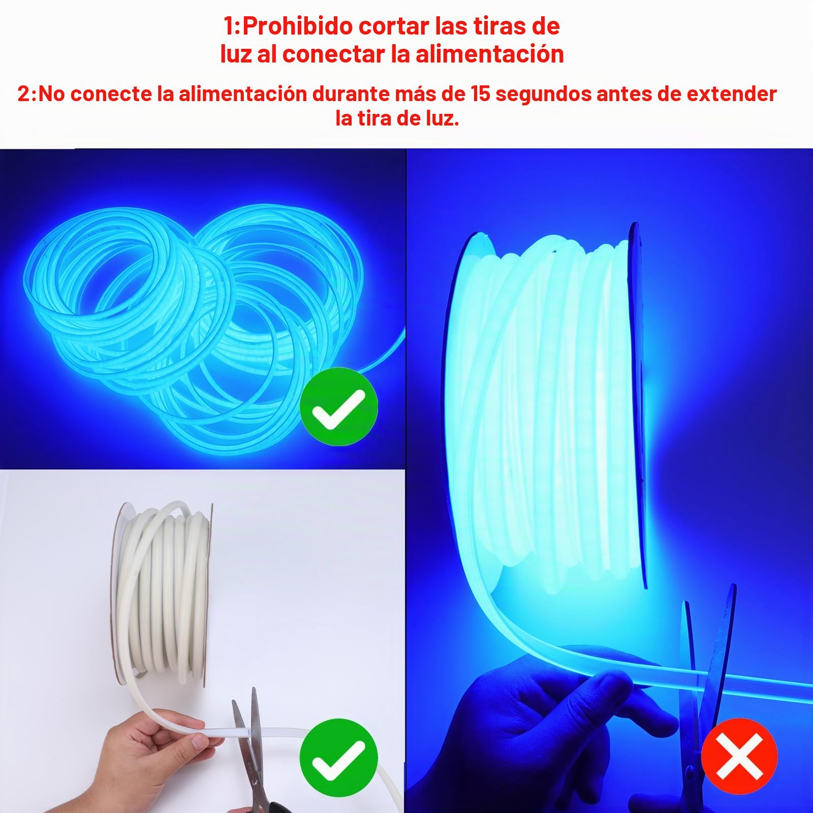 BENLUN Tira LED COB Exterior Impermeable 220V 230V 20 Metros, Luces LEDs | Azul Luces LED IP65 10W/M CRI 90+ Flexible con Rectificador para Habitacion Techo, Iluminación Decorativa, Patio, Jardín