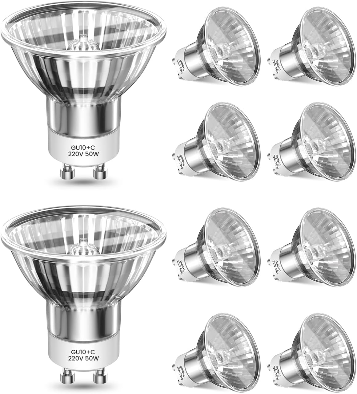 Bonlux 10 x GU10 Halogen Bulbs 50W Dimmable Spot Lights GU 10 Warm