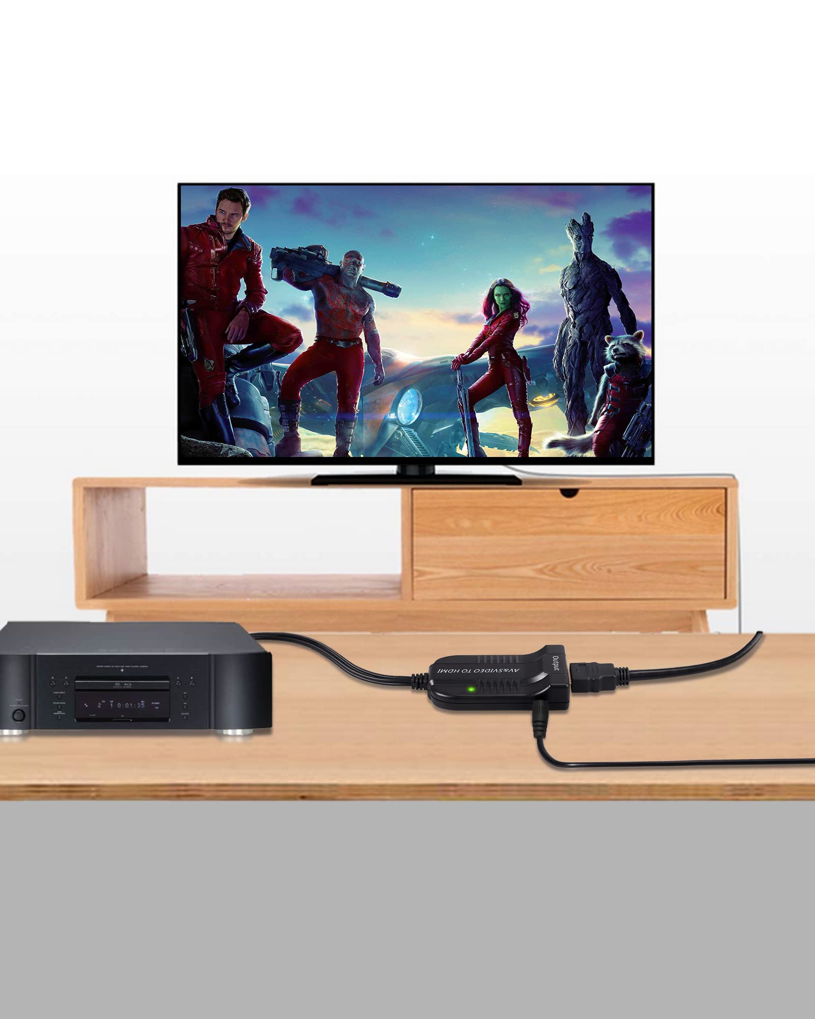 eSynic Convertitore RCA CVBS S-Video Maschio a HDMI Adattatore da 3RCA Composito S Video a HDMI 1080P con Cavo di Alimentazione DC Supporta PAL NTSC per HDTV DVD VHS VCR DVD Registratore