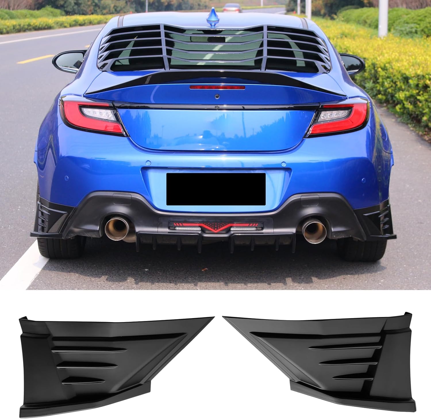 IKON MOTORSPORTS Rear Aprons, Compatible with 2022-2026 Subaru BRZ & Toyota GR86, JDM Style Matte Black PP Polypropylene Rear Bumper Lip Lower Side Spat Valance Winglet Canard Protector 2PCS