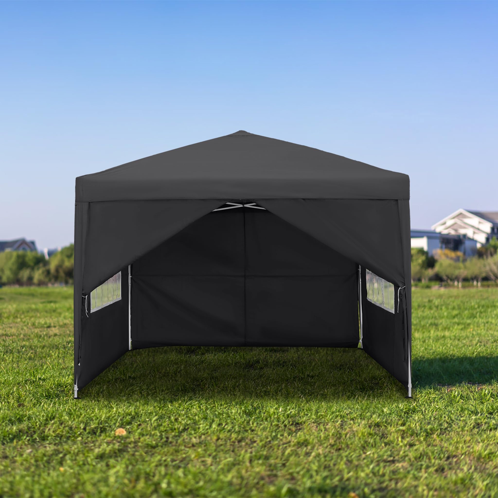 Tonnelle pliable - 2,5 x 2,5 m - Imperméable et stable - Résistante à l'hiver - Avec 4 panneaux latéraux et fenêtres - Tente de jardin pliable - Protection UV - Tente de réception pour