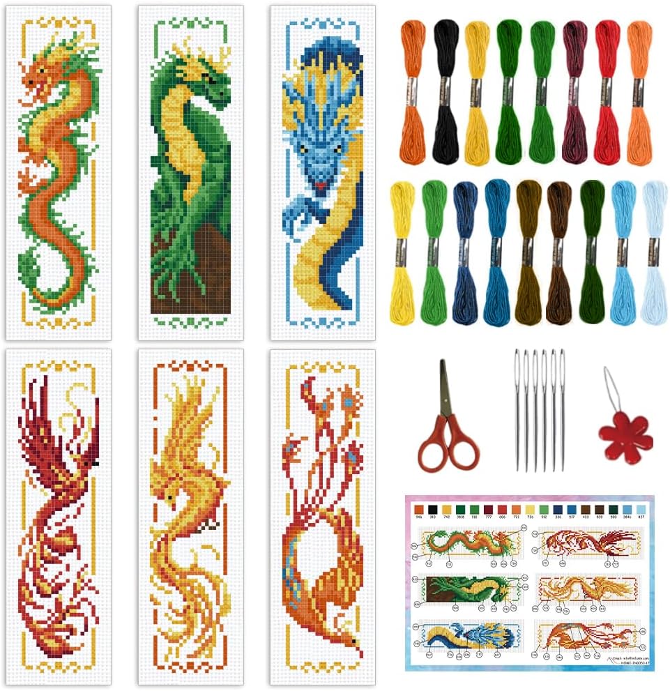 INFUNLY 6PCS DIY Insects Cross Stitch Bookmark Kits with Instruction 8.66"×3.15" Boho Stamped Embroidery Bookmark Kit for Beginners Butterfly Needlepoint Bookmark Kits for Book Lovers Writers Gifts