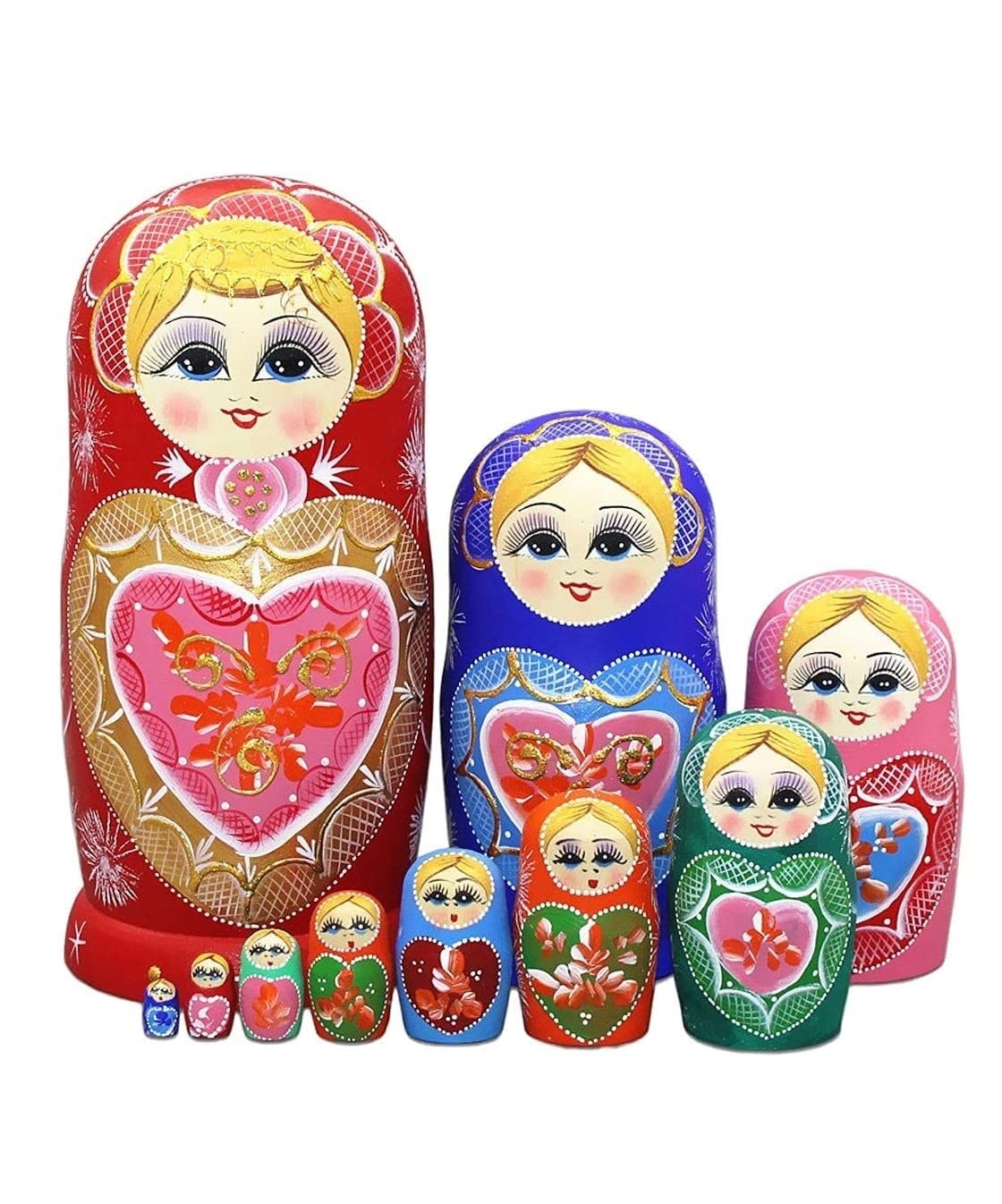 Matrioszki Matrioszka Lalka Rosyjska Rosyjski Zestaw Lalek Gniazdujących, 10-częściowy Rosyjski Zestaw Lalek Matryoshka, Ręcznie Robione Drewniane Lalki Rosyjskich Lalek Rosyjskie Lalki