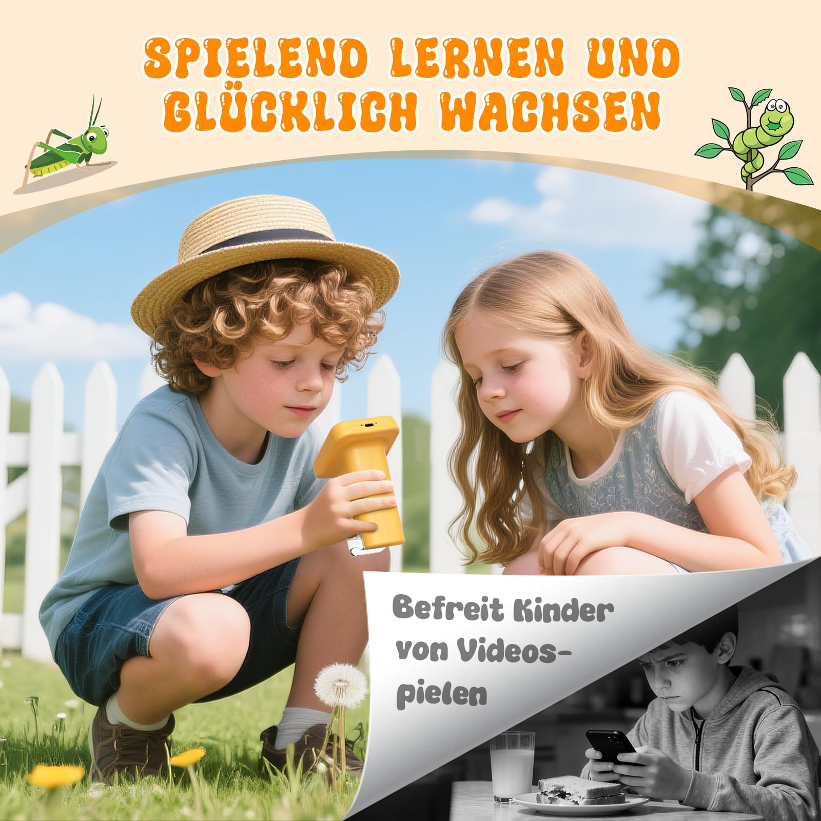 Digitales Mikroskop für Kinder, Experimente für Kinder ab 5 6 7 8 9 10 Kindermikroskop 1000X&2.0" HD Spielzeug ab 5-10 Jahren Taschenmikroskop Geschenk Junge 6-10 Jahre Geburtstagsgeschenk
