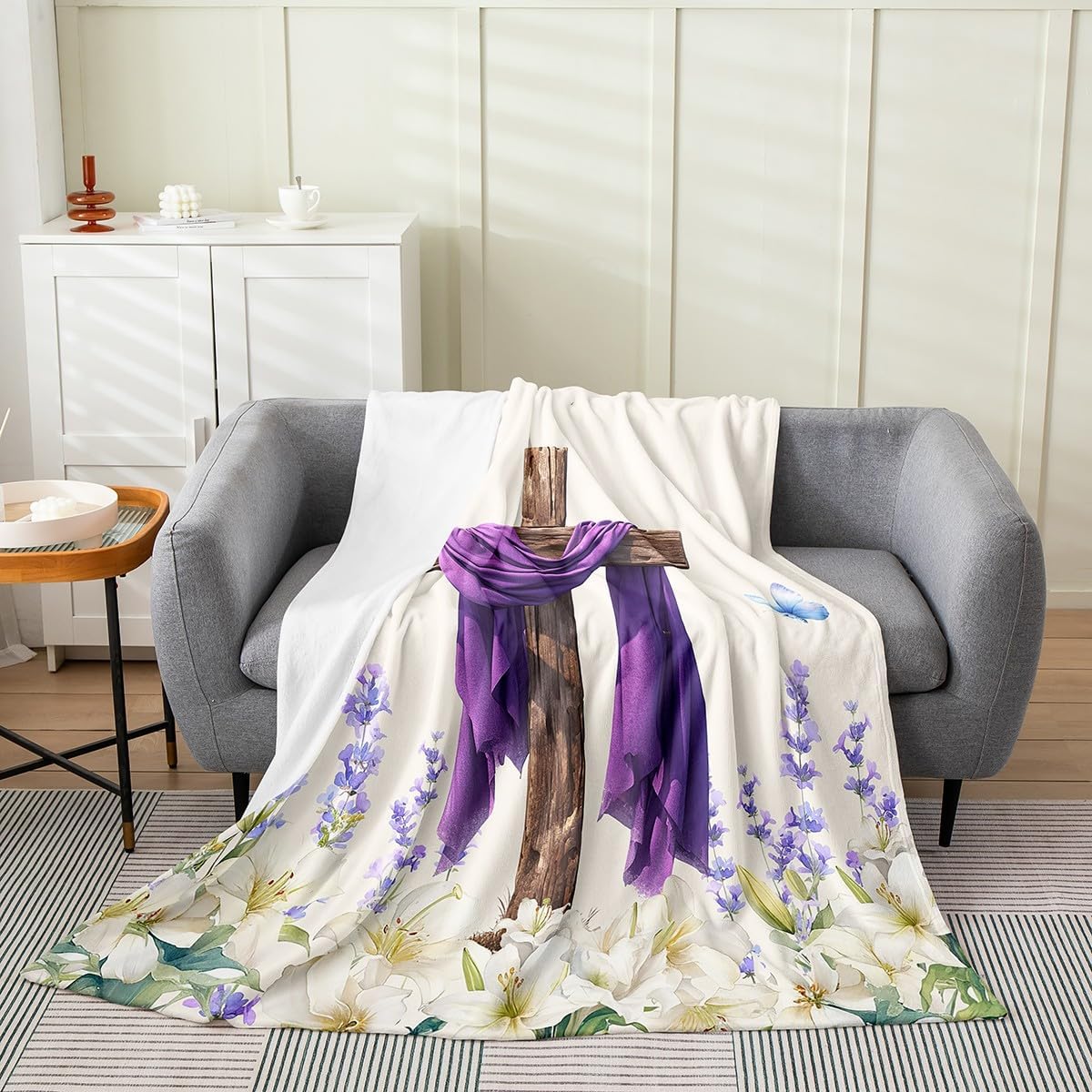 Erosebridal Butterfly Blanket Queen Inch Florals Throw Blanket for Women Girls Farmhouse Natural Plants Bedroom Decor Rustic Animal Fleece Blanket Romantic Purple Spring Flowers Sherpa Blanket