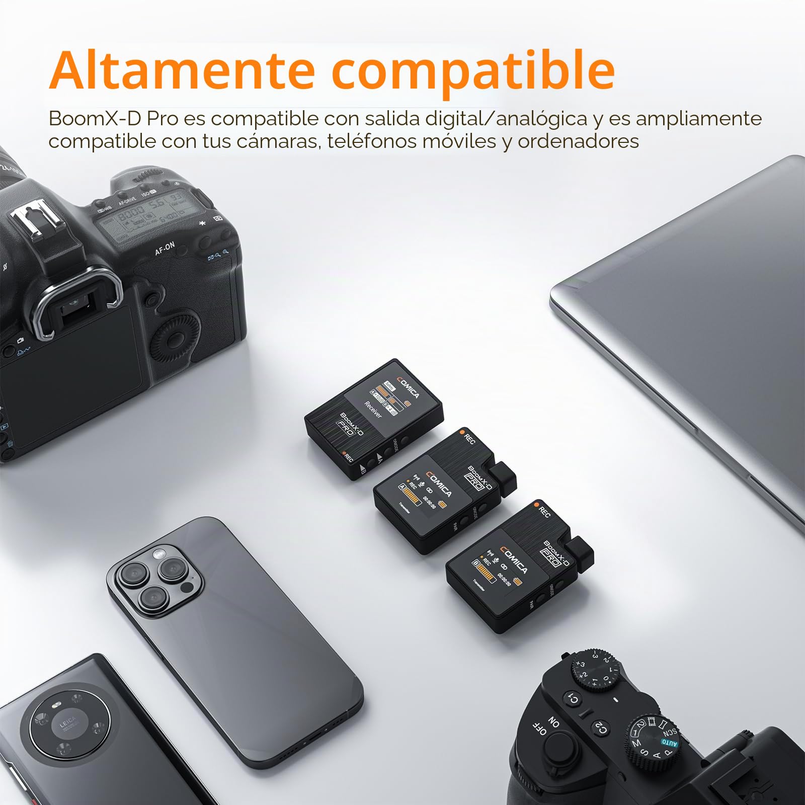 Micrófono Lavalier inalámbrico, Comica BOOMX-D2 Pro, micrófono inalámbrico 2.4G con Almacenamiento 8G, micrófono Lavalier para cámara, teléfono Inteligente, computadora portátil.