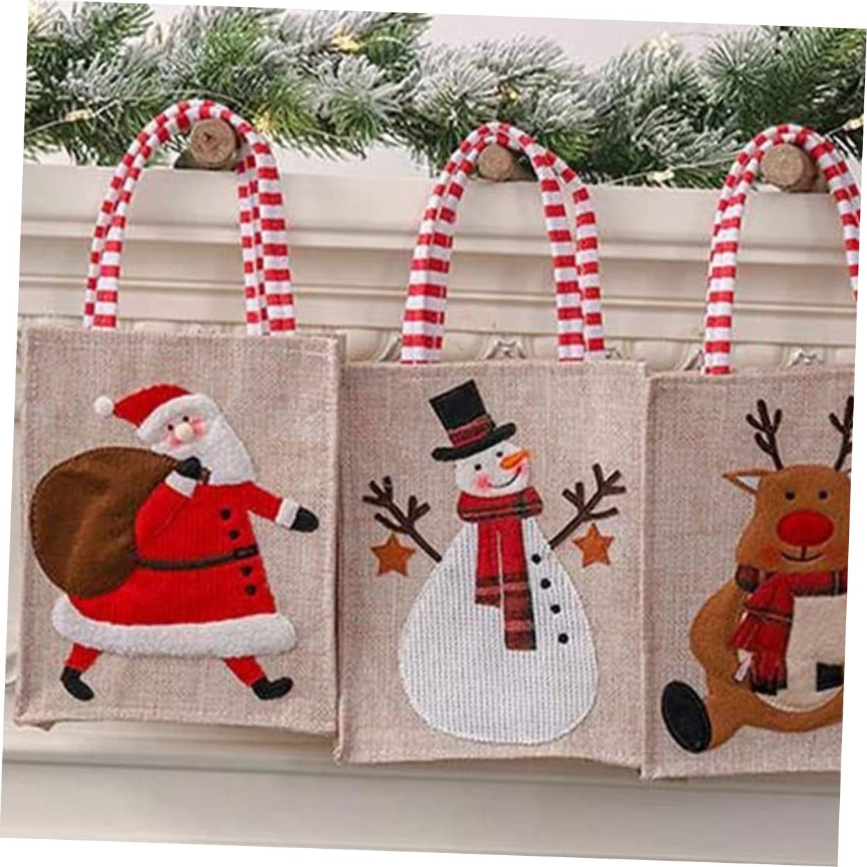 FRCOLOR 6pezzi Sacchetti Natalizi Tessuto Per Feste Di Natale Per Regali e Dolcetti Decorazioni Festive Per Eventi Natalizi