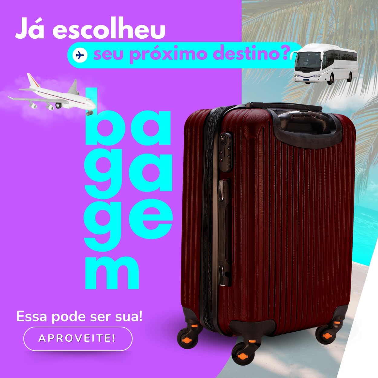 Mala de Viagem de Bordo Abs 10kg Expansiva ANAC 360 Graus com Senha (Vinho)