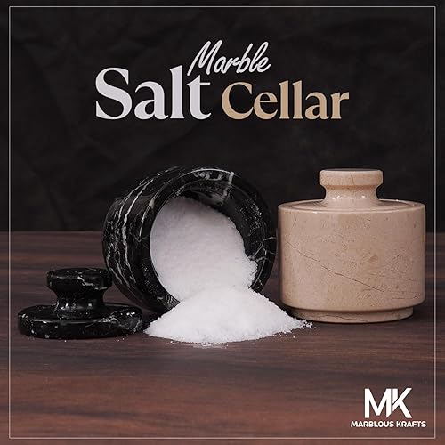Miniatura 12 de MARBLOUS KRAFTS Salero de Mármol 3" Cebra Negra y Verona Cuenco de Sal Escamosa y Pimienta con Tapa, Almacenamiento para el Hogar y Recipientes