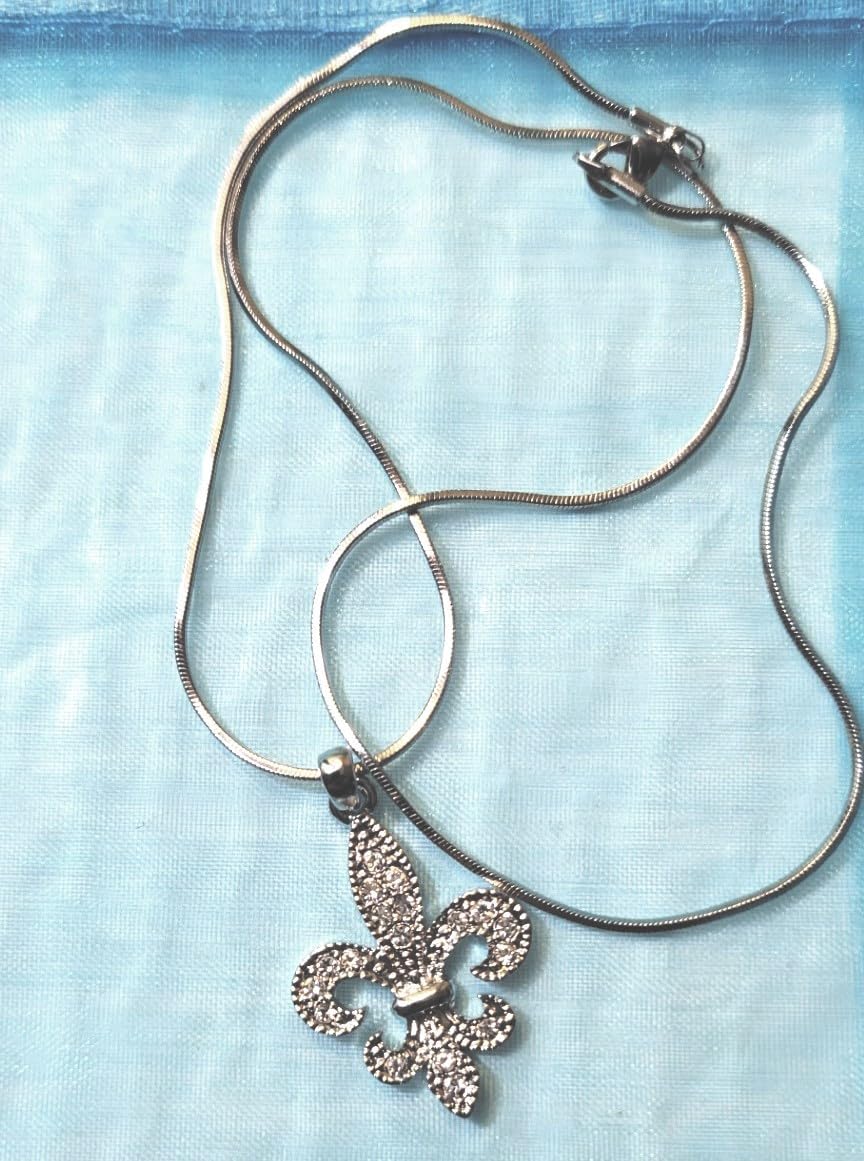 DianaL Boutique Fleur De Lis Austrian Crystal Charm Pendant and Necklace Gift Boxed Fashion Jewelry - Image 4