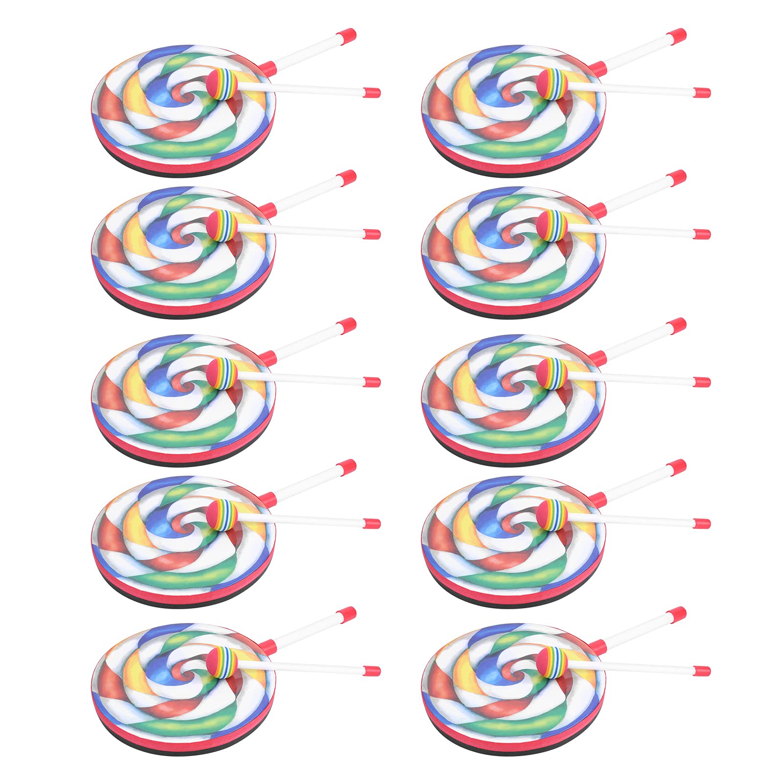 Juego de Batería Colorida con Forma de Piruleta para Actuaciones de Educación Musical para Niños, Instrumento de Ritmo Musical con Baquetas de 10 Piezas para Educación Infantil