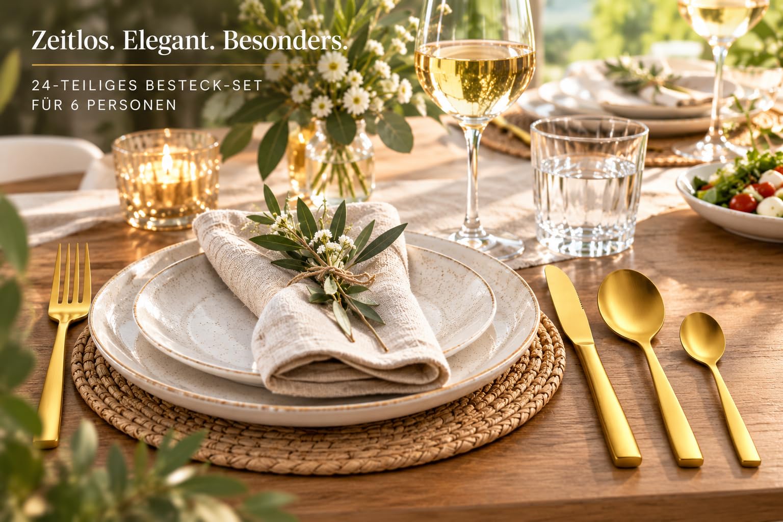 Topkapi Gourmet – 24-teiliges GOLD Besteck-Set Aurelia für 6 Personen