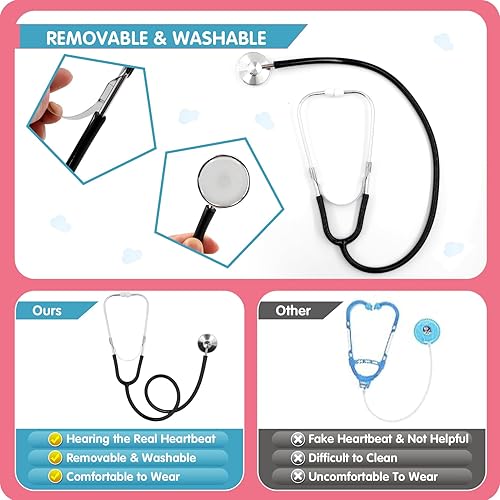 Miniatura 4 de RioRand Disfraz de médico para niños, enfermeras con accesorios, disfraz de Navidad para niños y niñas de 3 a 11 años