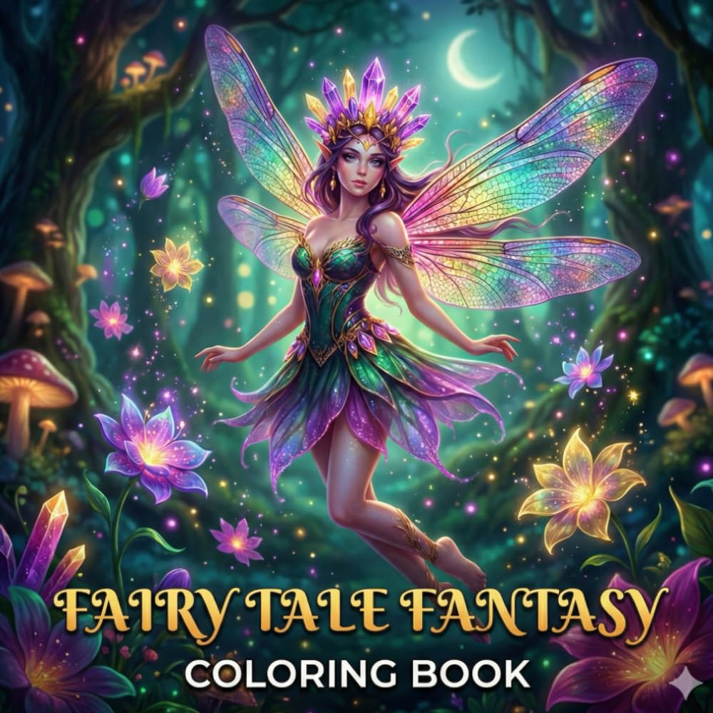 Fairy Tale Fantasy Coloring Book: An Adult Coloring Book Featuring Enchanted Fairies, Mythical Forest Creatures, and Whimsical Dwellings for Stress Relief and Relaxation