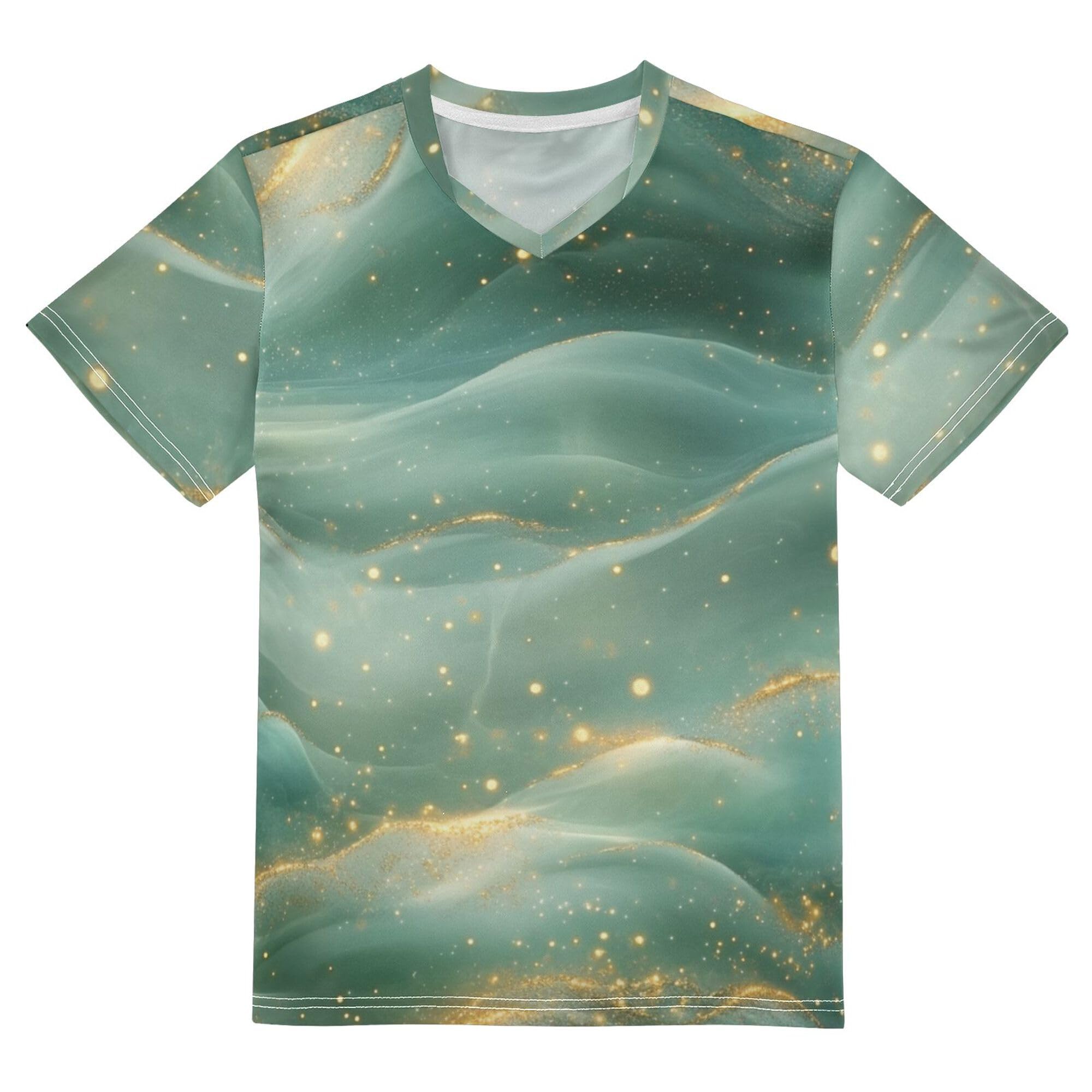 Kid's Short Sleeve Athletic Tops Soft Breathable Rose Gold Teal Green Active Tees for Kids Teens