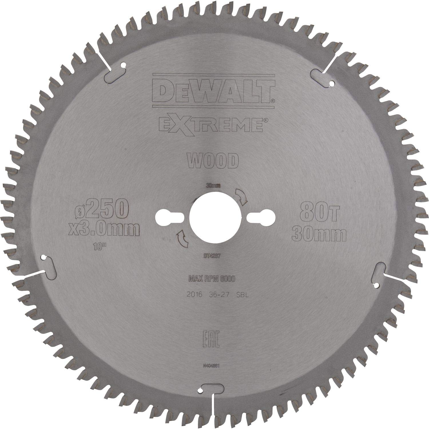 DeWalt, DT4287, QZ, Hoja para sierra circular estacionaria 250x30mm 80D