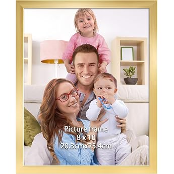 Giftgarden Gold Picture Frame 20 x 25 cm, Elegant Plastic Photo Frame for 25 x 20 cm Photos and Pictures, Wall or Table Stand