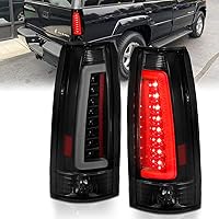 AmeriLite C-Type LED Black Tail Lights for 1988-1999 Chevy GMC C/K Truck Blazer Tahoe Suburban Yukon - Plug & Play Pair