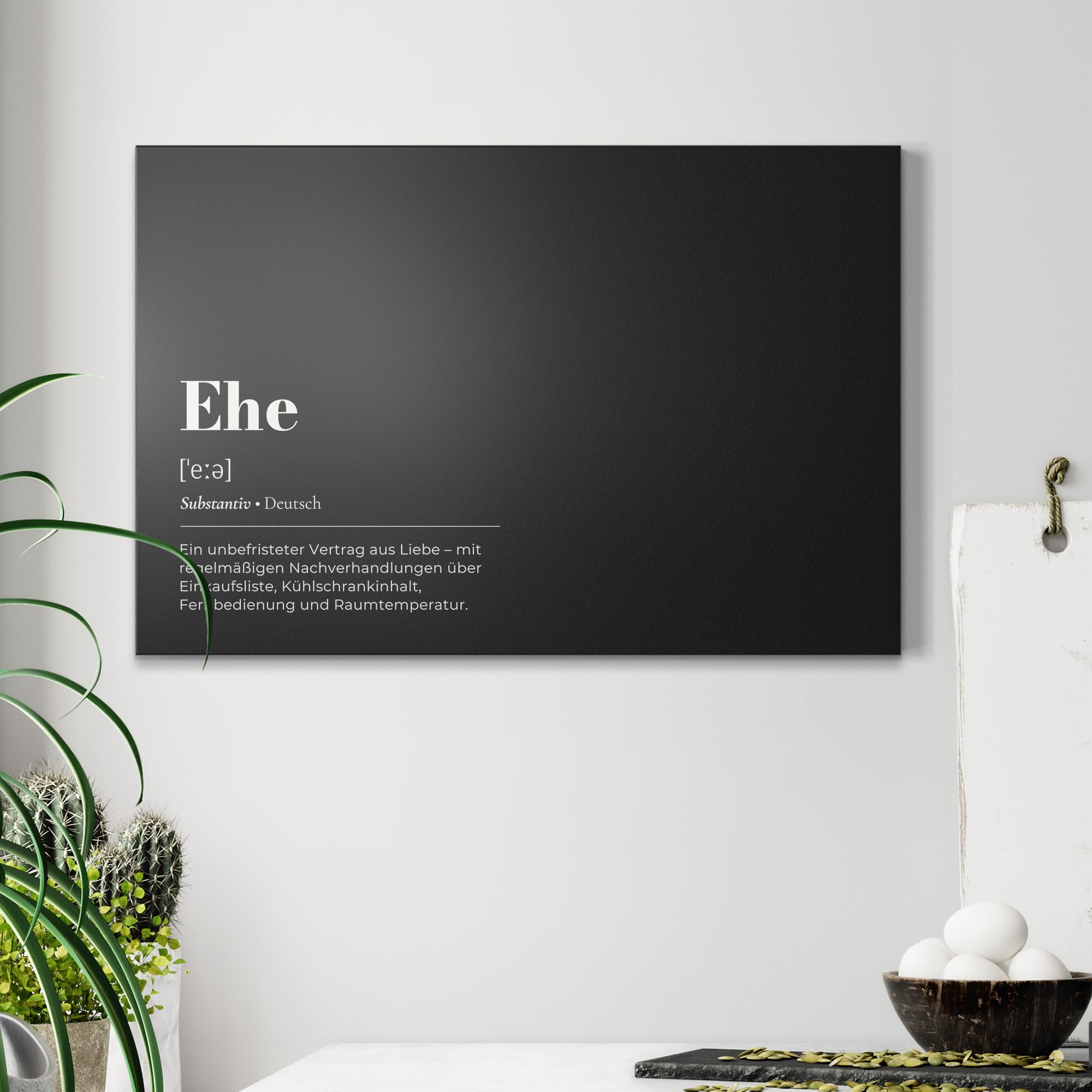 DEQORI Magnetische Kreidetafel mit UV-Druck | Motiv Ehe - Definition | Design rechteckig 60x40 cm | Kreide Metalltafel beschreibbar – Wanddeko für Küche, Flur, Kinderzimmer & Büro