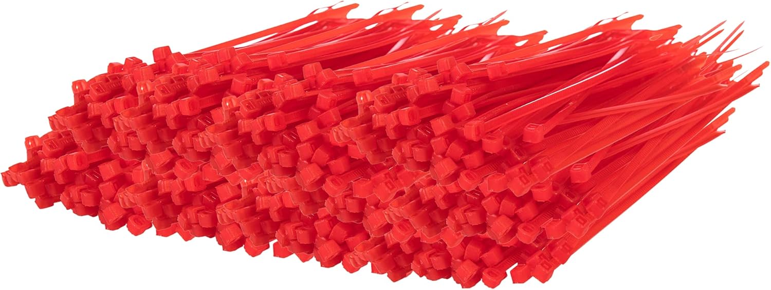 GTSE 4 Inch Red Zip Ties, 1,000 Bulk Pack, 18lb Strength, UV Resistant Small Nylon