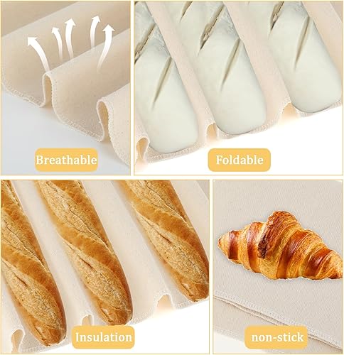 Miniatura 4 de 2 paños de prueba para hornear pan de 14 x 18 pulgadas, paño de lino reutilizable a prueba de pan, paño grueso para hornear pan, para masa,