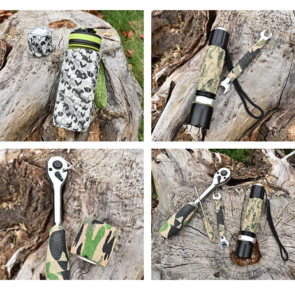 SUIOPPYUW Wraps Tapes Stealthes Tape Multifunktionaler, Dehnbarer, Wiederverwendbarer Sport Selbstklebender Schutzverband Sport, Sumpf Tarnung
