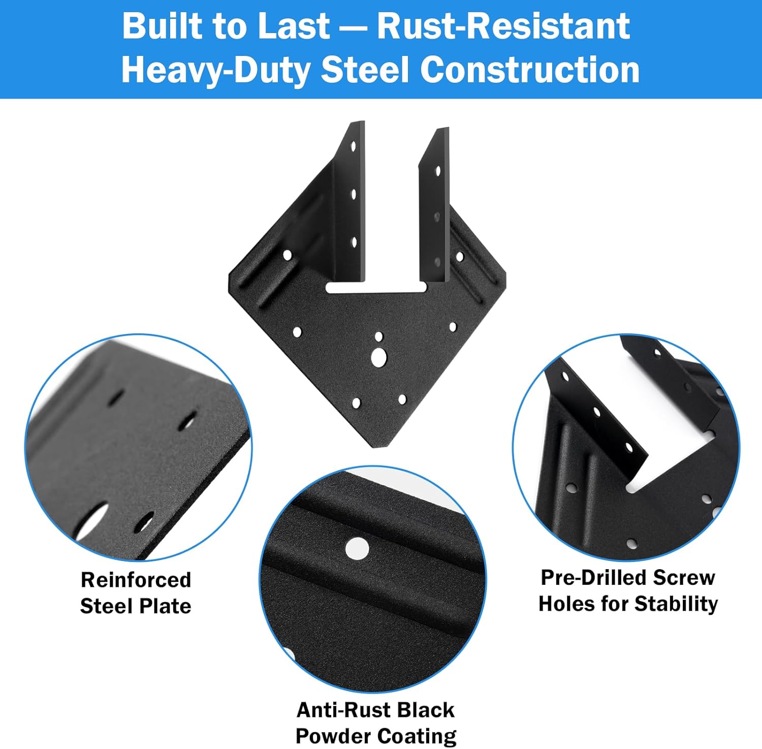 20 Pack Black Hurricane Ties for Rafters, 13 Gauge (2.2mm) Carbon Steel Rafter Brackets Fit 2x4 2x6 Truss to Rafter Connectors, Joist Hangers for Roof, Deck, Pergola