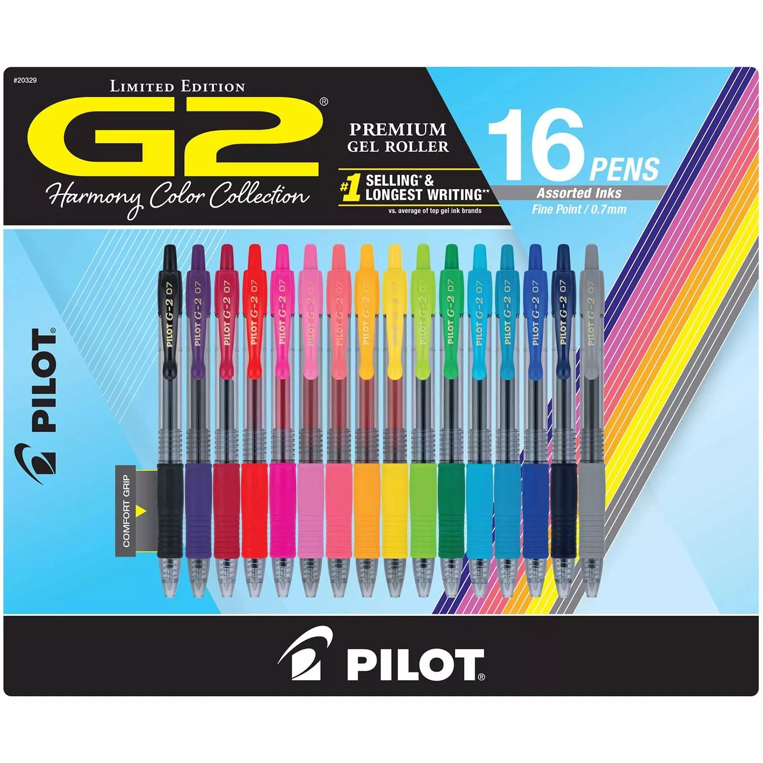 g2 premium gel roller assorted ink, fine point (16 count)