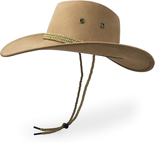 Miniatura 3 de Sombrero de vaquero, sombrero de sol, de piel sintética de fieltro de gamuza, gorra de viaje, sombrero occidental, protección solar al aire libre