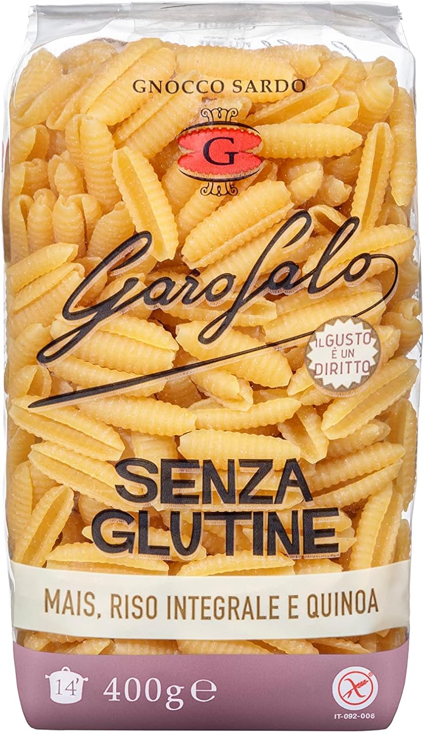 Italian Gourmet Glutenfreie Pasta Gnocchi Sardi, Mais- Reisvollkorn- & Quinoa-Pasta, italienische glutenfreie Nudeln für Pasta-Gerichte, Großpackung 24 x 400 g + Italian Gourmet Polpa