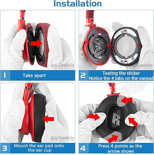 Miniatura 5 de Geekria QuickFit - Almohadillas de repuesto para auriculares JBL E55BT, almohadillas para auriculares, piezas de reparación de cubiertas de