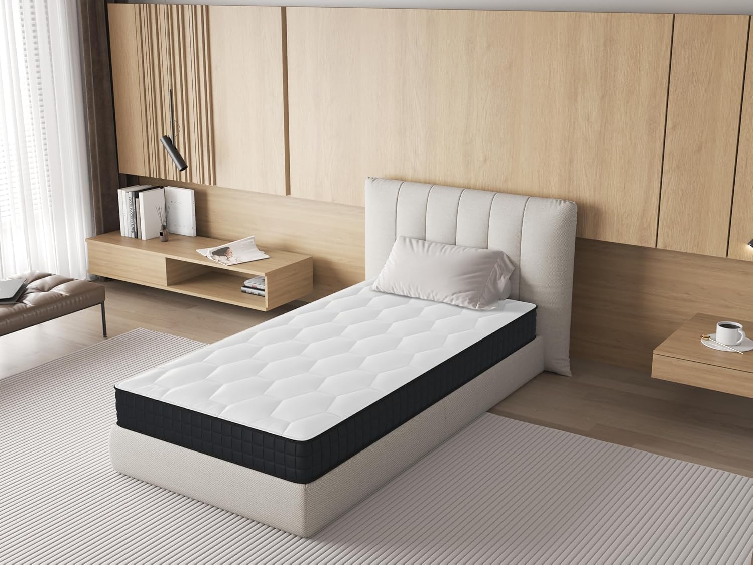 Matelas 90x200,Epaisseur 12CM,Basics Matelas 7 Zones en Mousse à mémoire de Forme Confort, Moelleux (90x200x12CM)