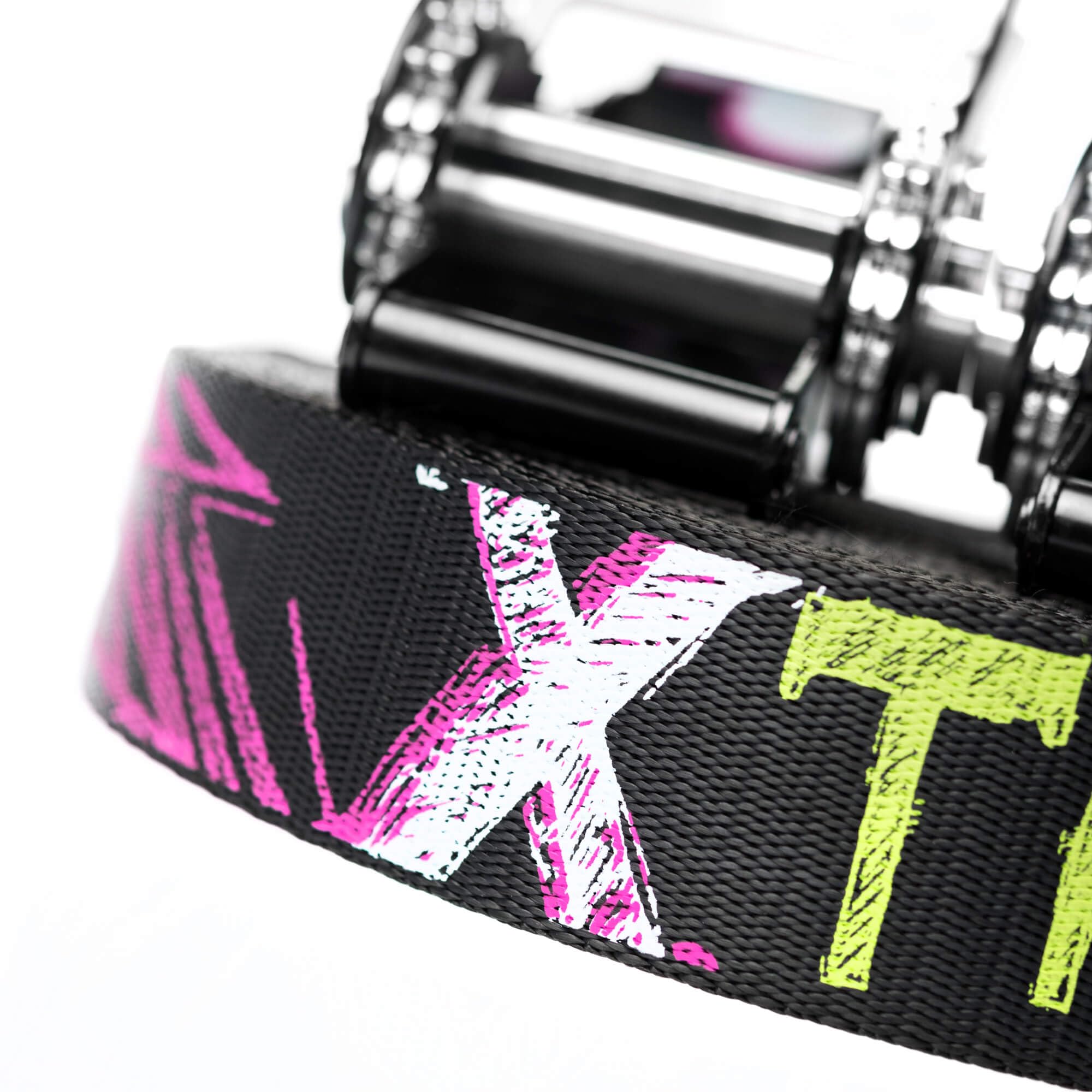 TKS04 - Slackline Kit Trick Line - Entrenamiento y Equilibrio, Caminata y Freestyle - 2X Trinquete, Bolsa - para Principiantes y Slackliners Expertos - Longitud 30 m